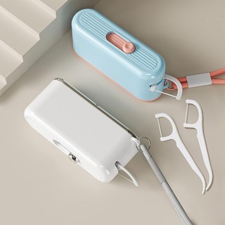 Hộp Đựng Tăm Chỉ Nha Khoa Tự Động Mini Có Gương | Nhả 1 Tay Vệ Sinh | Có Dây Treo Hình Thú Dễ Thương