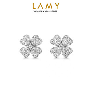 Khuyên tai LAMY Heart Four Leaf Silver Earrings 3267 - Khuyên tai bạc cao cấp