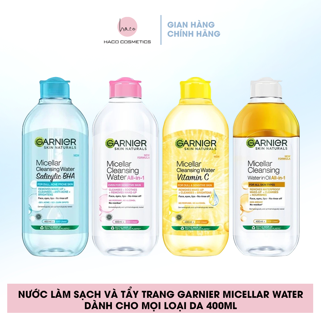 Nước làm sạch và tẩy trang Garnier Micellar Water dành cho mọi loại da 400ml