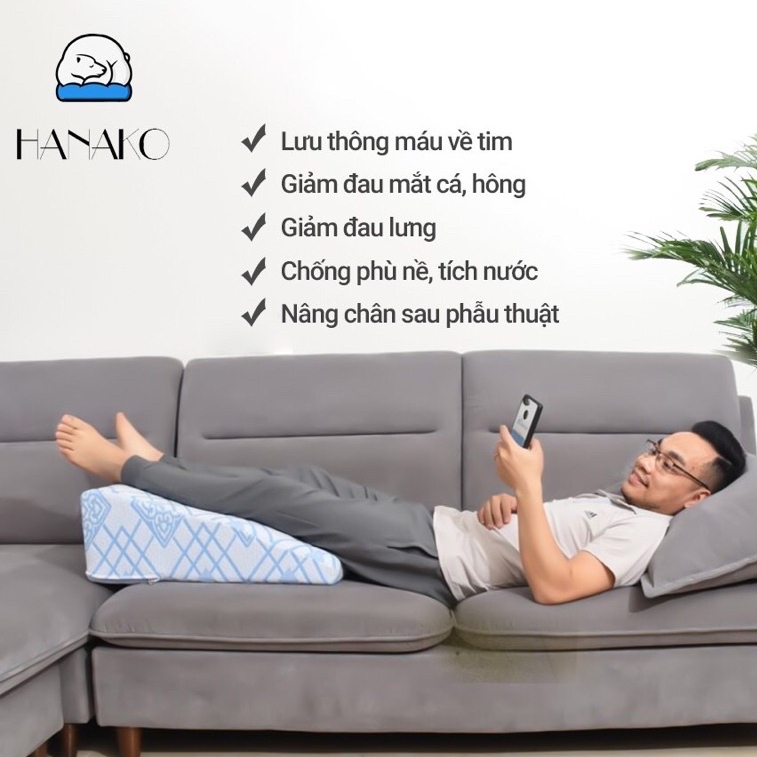 GỐI KÊ CHÂN CHUYÊN DỤNG CAO 22CM GIẢM SƯNG PHÙ CHÂN, GIÃN TĨNH MẠCH