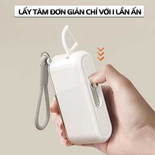 Hộp Đựng Tăm Chỉ Nha Khoa Tự Động Mini Có Gương | Nhả 1 Tay Vệ Sinh | Có Dây Treo Hình Thú Dễ Thương