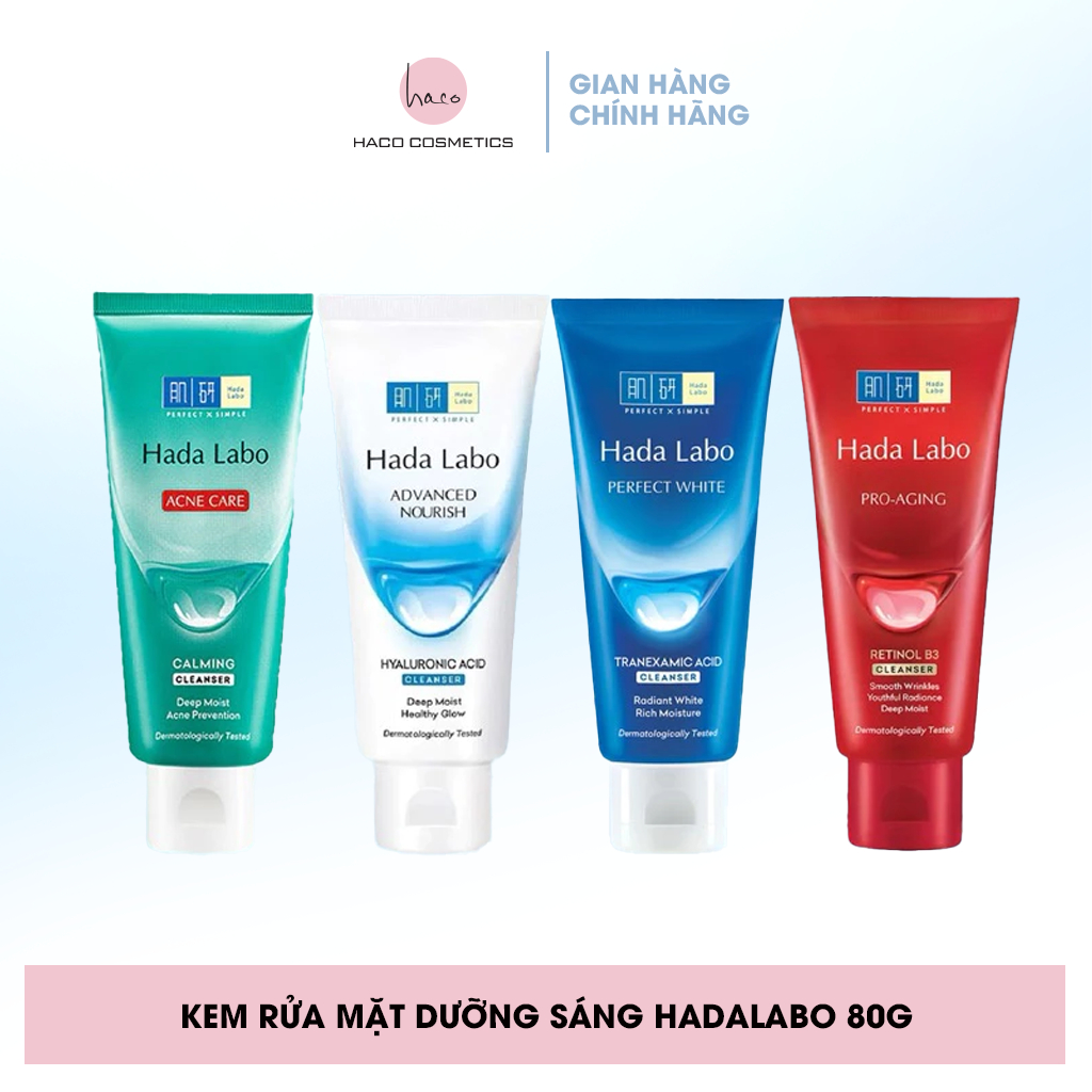 Sữa Rửa Mặt Hada Labo Advanced Nourish / Perfect White / Acne Care / Pro Anti Aging Cleanser 80g
