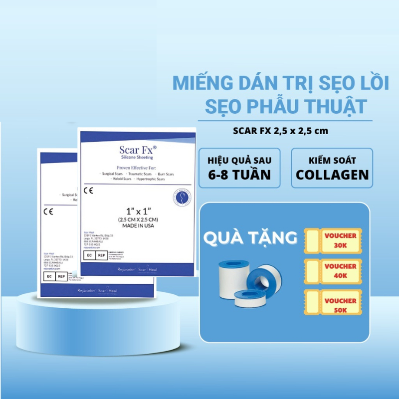 Miếng Dán Ngăn Ngừa Và Ép Sẹo Lồi, Sẹo Phì Đại Scar FX 2,5cm x 2,5cm của Rejuvaskin