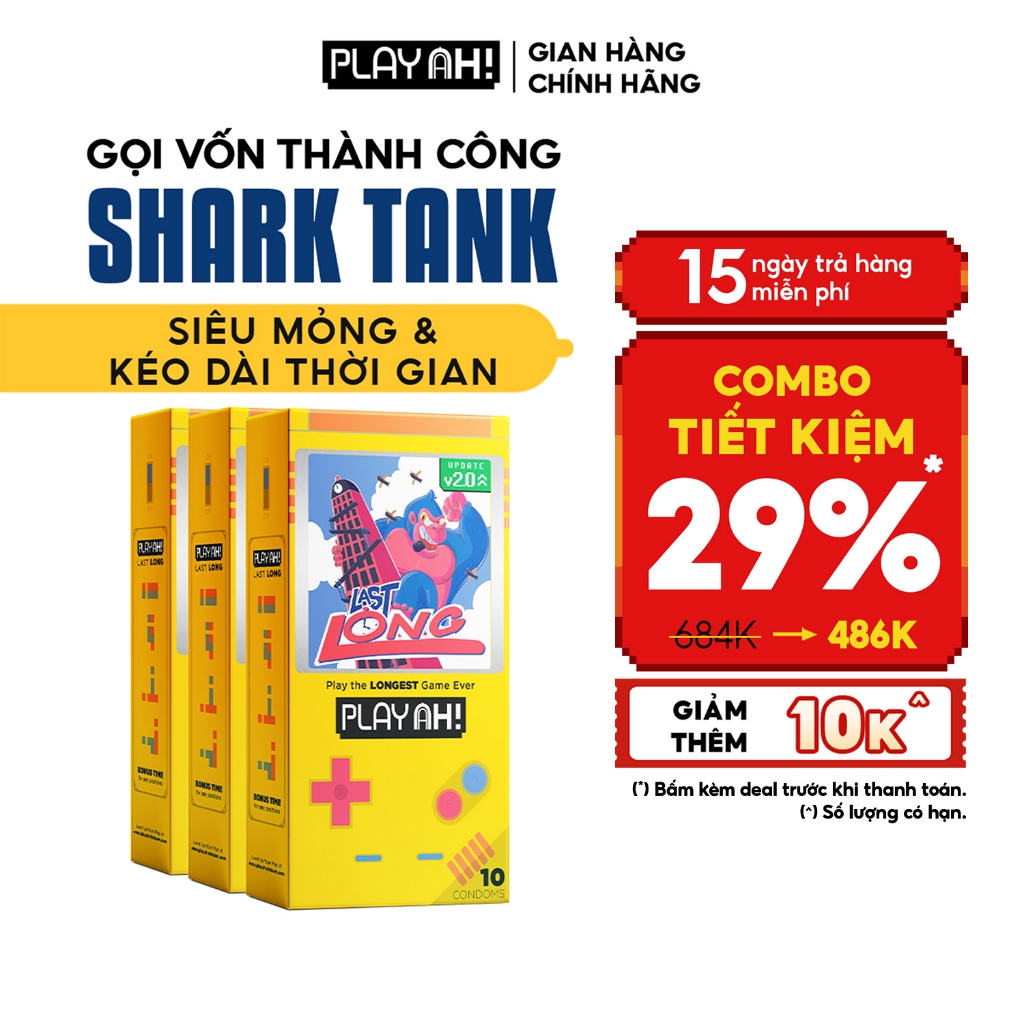 Combo 2 hộp/3 hộp Bao Cao Su PlayAh Last Long Siêu Mỏng Kéo Dài Thời ...