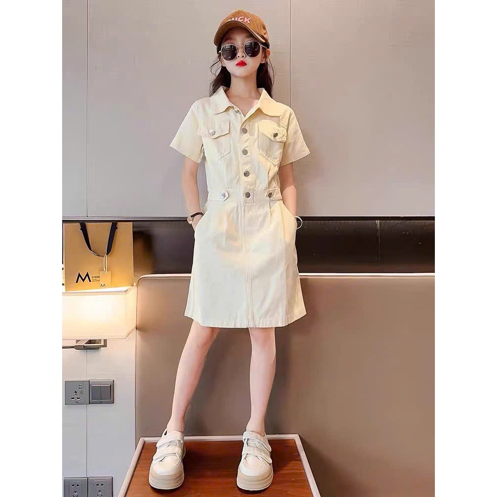 Đầm kaki bé gái thiết kế dáng suông cổ sơ mi phong cách Hàn Quốc cho mẹ và bé ,đầm đôi mẹ bé 12-55kg