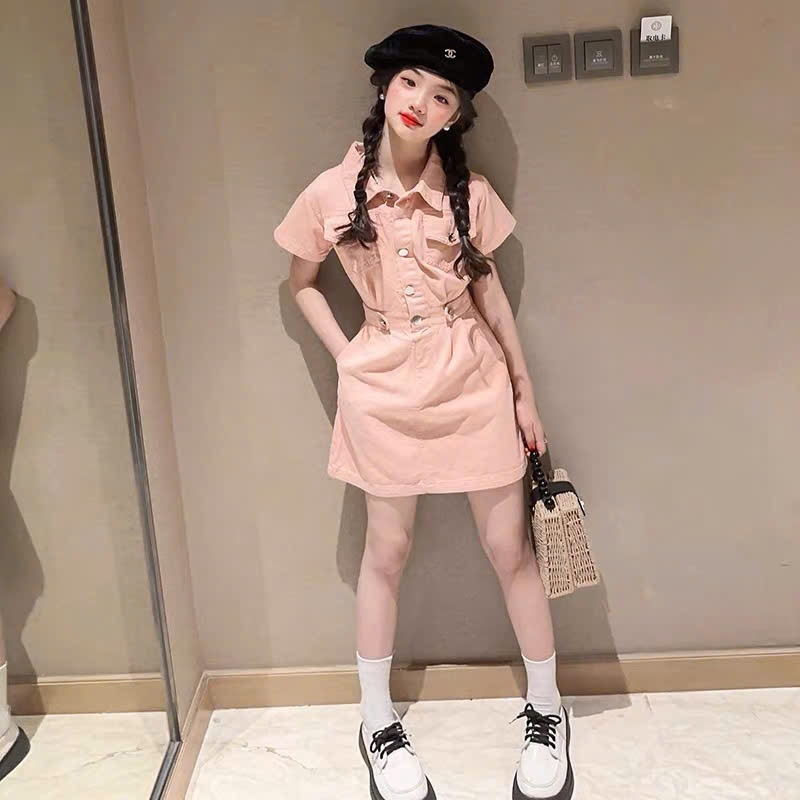 Đầm kaki bé gái thiết kế dáng suông cổ sơ mi phong cách Hàn Quốc cho mẹ và bé ,đầm đôi mẹ bé 12-55kg