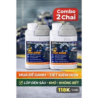 Combo 2 SprayKing Dung Dịch Đánh Bóng Vỏ Xe Tire Shine Siêu Bóng Đen Bền 1L  & Dưỡng nhựa nhám