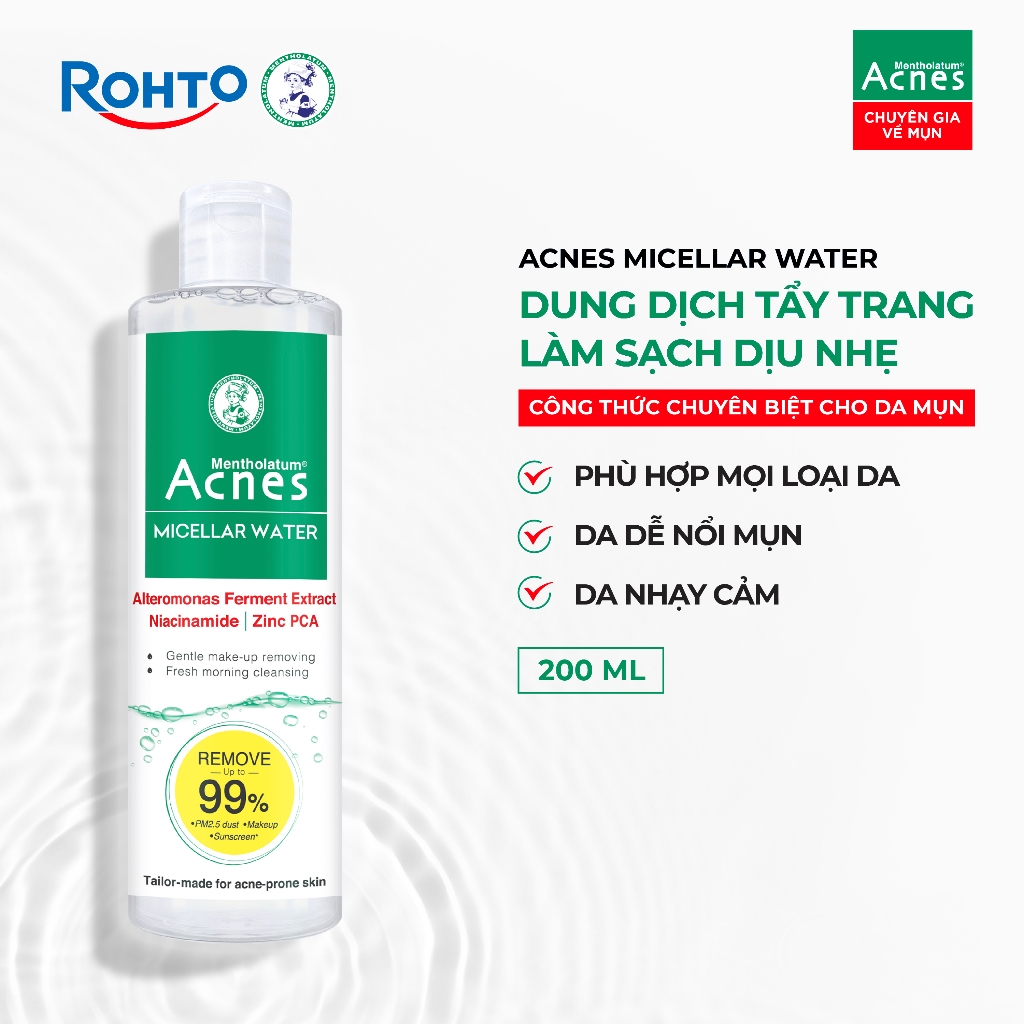 Nước tẩy trang cho da mụn Acnes Micellar Water 200ml
