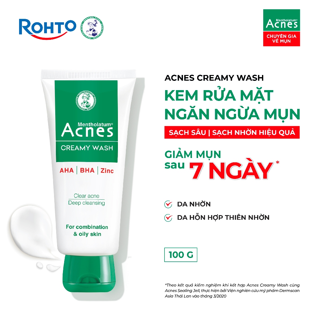 Kem Rửa Mặt Hỗ Trợ Ngăn Ngừa Mụn Creamy Wash Acnes 100Gr