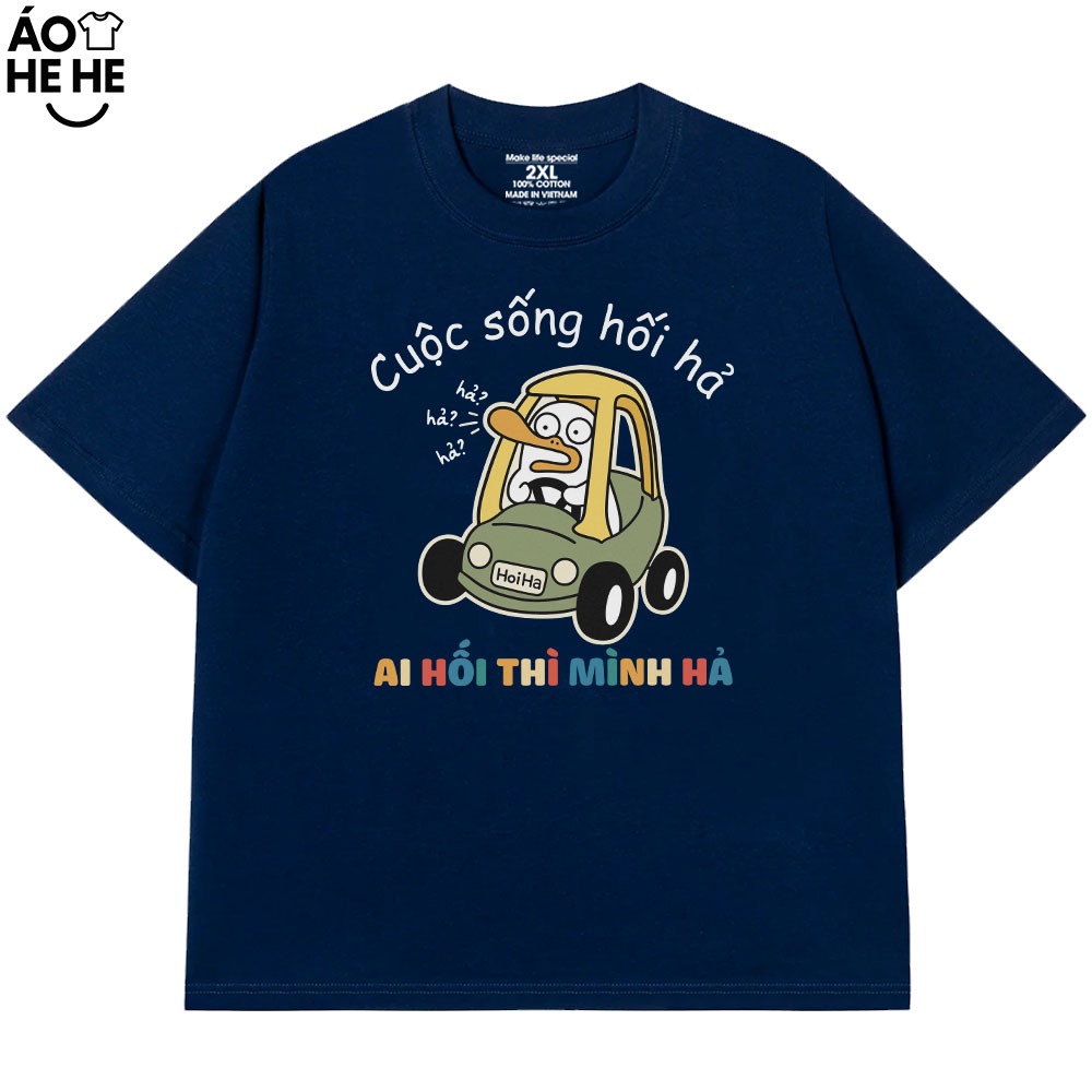 Áo Thun In Chữ Hài Hước Cuộc Sống Hối Hả, Người Ta Hối Mình Hả Câu Nói Văn Phòng Công Sở From Rộng Cotton 230gsm