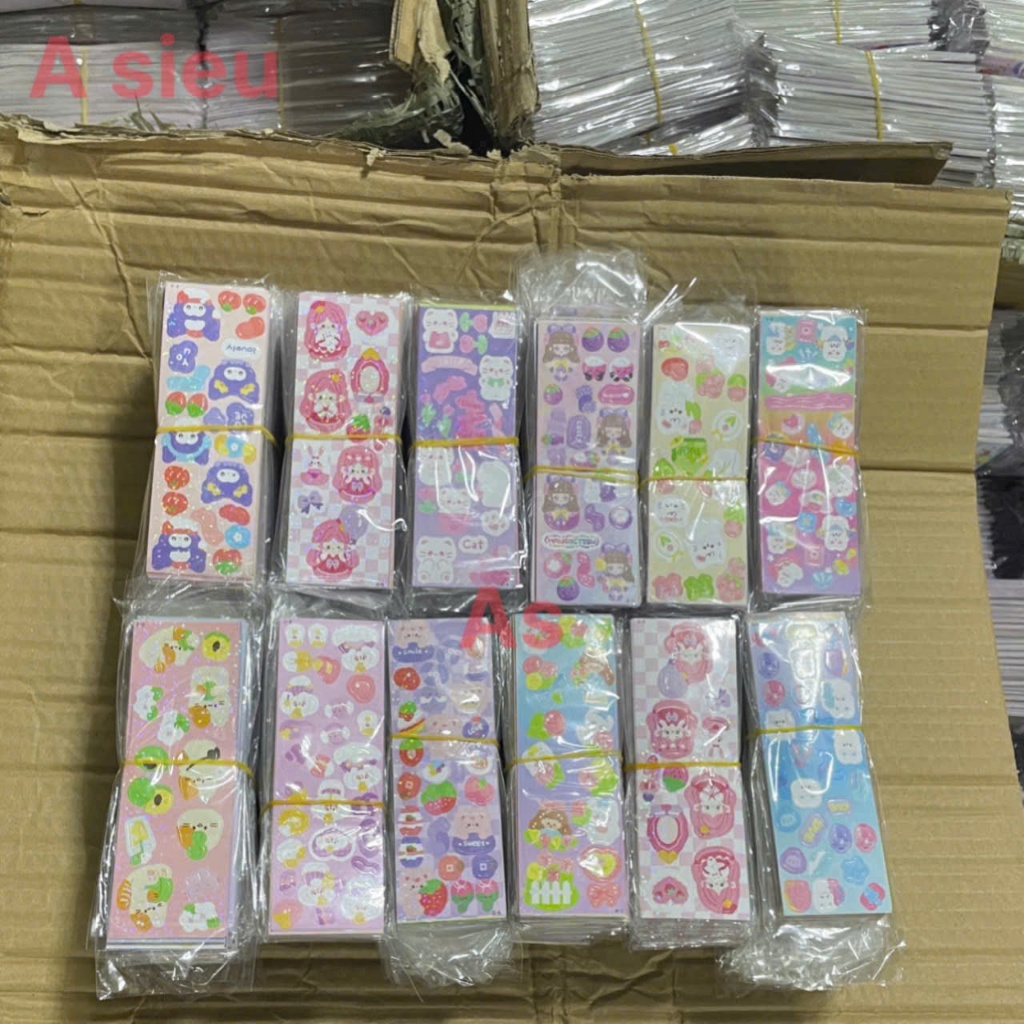Bộ 200 tấm sticker (tặng nhíp) lấp lánh trang trí hình hoạt hình dễ ...
