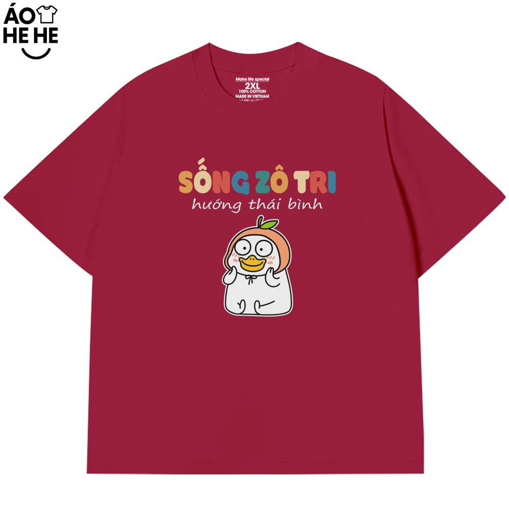 Áo Thun Hài Hước Sống Vô Tri Hướng Thái Bình Câu Nói Text Vui Hài Hước Form Rộng Cotton 250gsm