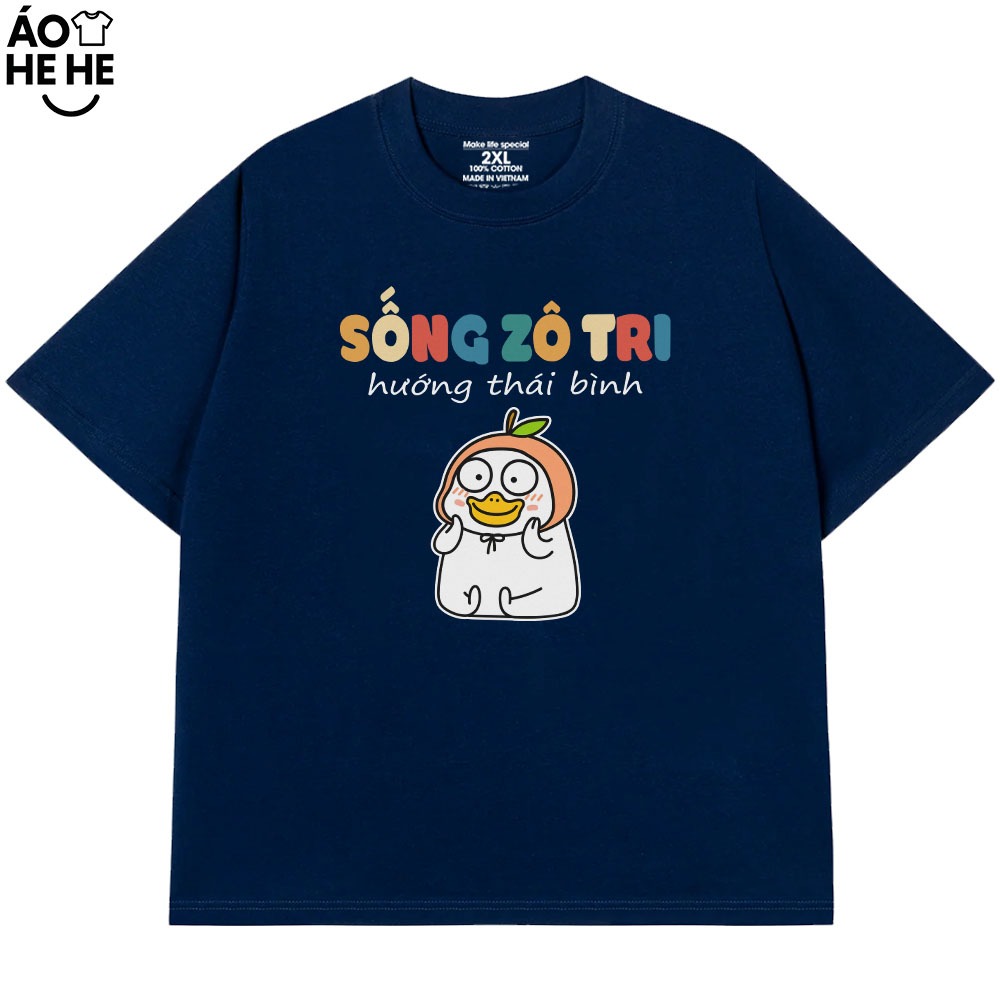 Áo Thun Hài Hước Sống Vô Tri Hướng Thái Bình Câu Nói Text Vui Hài Hước Form Rộng Cotton 250gsm