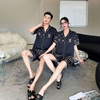 Pijama nam màu đen cao cấp, đồ ngủ nam họa tiết - Since Then