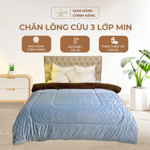Chăn Lông Cừu Pháp 3 lớp Min Lasante 2x2.3m siêu mềm mịn sang trọng, dày dặn, ấm áp