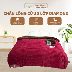 Chăn Lông Cừu Pháp Lasante' Diamond Cao Cấp Nhiều Màu Siêu Rộng Dày Dặn Cho Mùa Đông 2m1x2m4