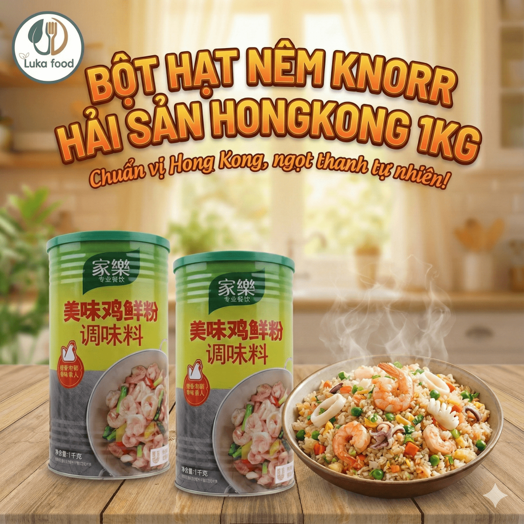Hạt Nêm Knorr Hải Sản Hong Kong Cao Cấp (Túi 1KG) - Vị Ngọt Thanh, Chuyên Dùng Cho Lẩu, Canh, Hủ Tiếu Luka Food