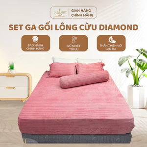 Set 4 món ga gối lông cừu Diamond Lasante nhiều kích thước, ấm áp, hiện đại