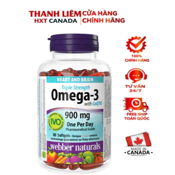 Viên Uống Omega3, Viên Uống Dầu Cá Hỗ Trợ Sức Khỏe Webber Naturals Triple Strength Omega-3 / Omega-3 With CoQ10