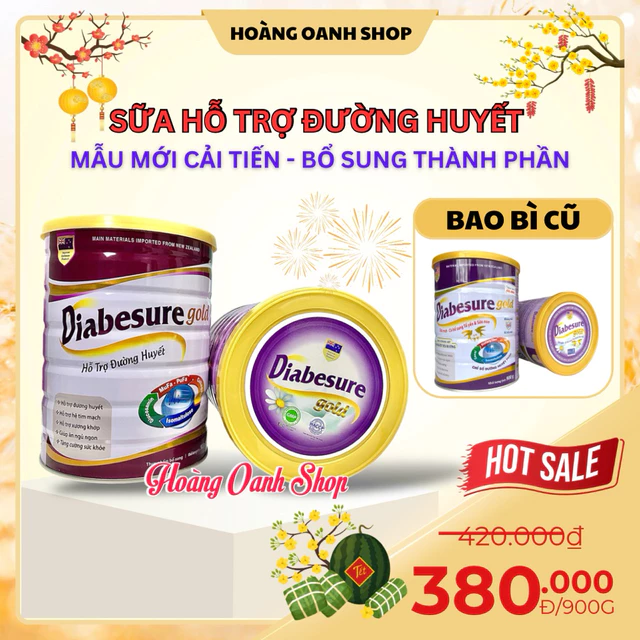 Sữa cho người tiểu đường - Diabesure gold 900g - Sữa dinh dưỡng cho người đái tháo đường - Tiểu đường