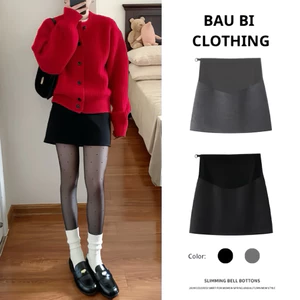 Chân Váy Bầu Dáng A Chất Umi Hàn Cao Cấp Có Đáp Và Chun Điều Chỉnh Bụng