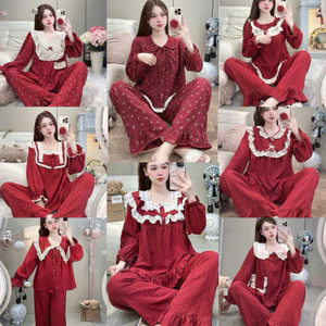 Bộ Đồ Ngủ Nữ JUSOKA Pijama Chất Liệu Đũi Siêu Mềm Mịn Dễ Thương Dành Cho Tết, Noel