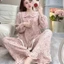 Bộ Đồ Ngủ Nữ JUSOKA Pijama Cổ Sen Hoạ Dài Tay Chất Liệu Đũi Vân Mây Mềm Mịn Dễ Thương DU02