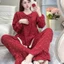 Bộ Đồ Ngủ Nữ JUSOKA Pijama Cổ Sen Hoạ Dài Tay Chất Liệu Đũi Vân Mây Mềm Mịn Dễ Thương DU02
