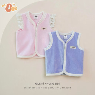 Áo gile nỉ nhung OOE  trẻ em không tay giữ ấm cho bé trai bé gái mùa đông dễ thương thoải mái
