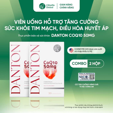 Combo 2 hộp viên uống hỗ trợ cải thiện tim mạch, giảm mỡ máu | DANTON CoQ10 50mg | 30 viên/hộp