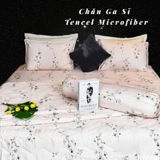 🍀SIÊU XINH🍀Bộ Ga Gối Lyocell Microfiber Mát, Mềm Mịn Cao Cấp, Bộ 4 Món Gồm Ga Và Vỏ Gối _ Chăn Ga SỈ