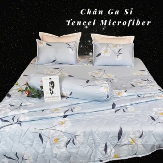 🍀SIÊU XINH🍀Bộ Ga Gối Lyocell Microfiber Mát, Mềm Mịn Cao Cấp, Bộ 4 Món Gồm Ga Và Vỏ Gối _ Chăn Ga SỈ
