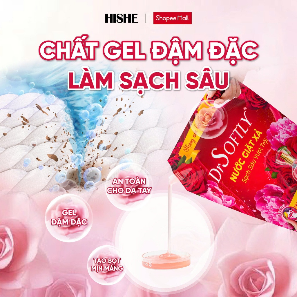 [ Tặng 5 bịch] Nước giặt xả DRSOFTLY 3.6 KG hương Lavender, Nước hoa diệu kì, mềm vải, lưu hương lâu