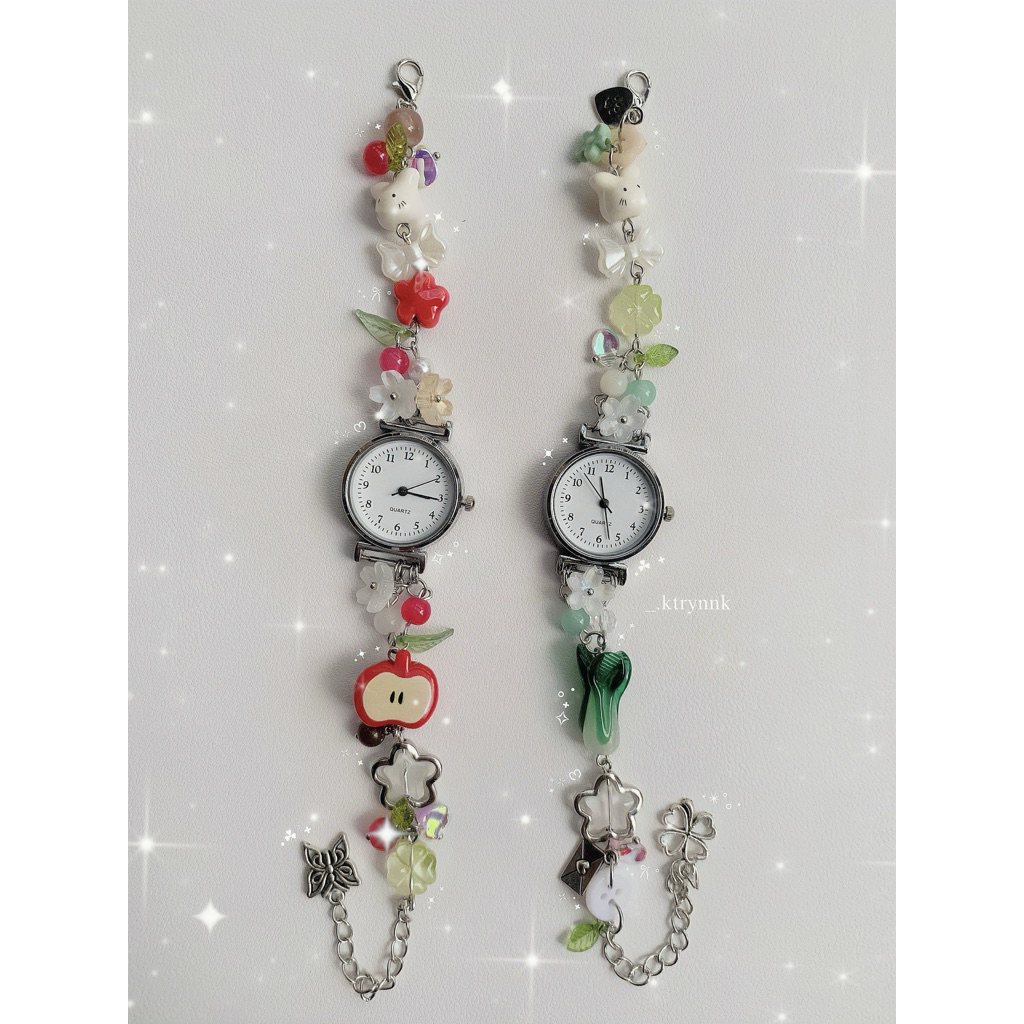 𝗛𝗔𝗡𝗗𝗠𝗔𝗗𝗘 | Đồng hồ custom kim loại xinh yêu, mix hạt cho các nàng | _.ktrynnk