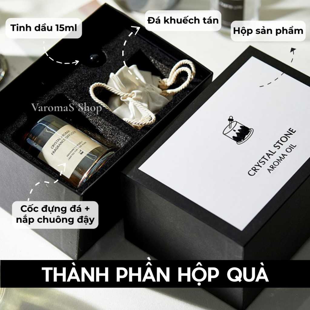 Đá Khuếch Tán Kèm Lọ Tinh Dầu Thiên Nhiên Thanh Tẩy Năng Lượng, Decor Trang Trí Phòng KT69