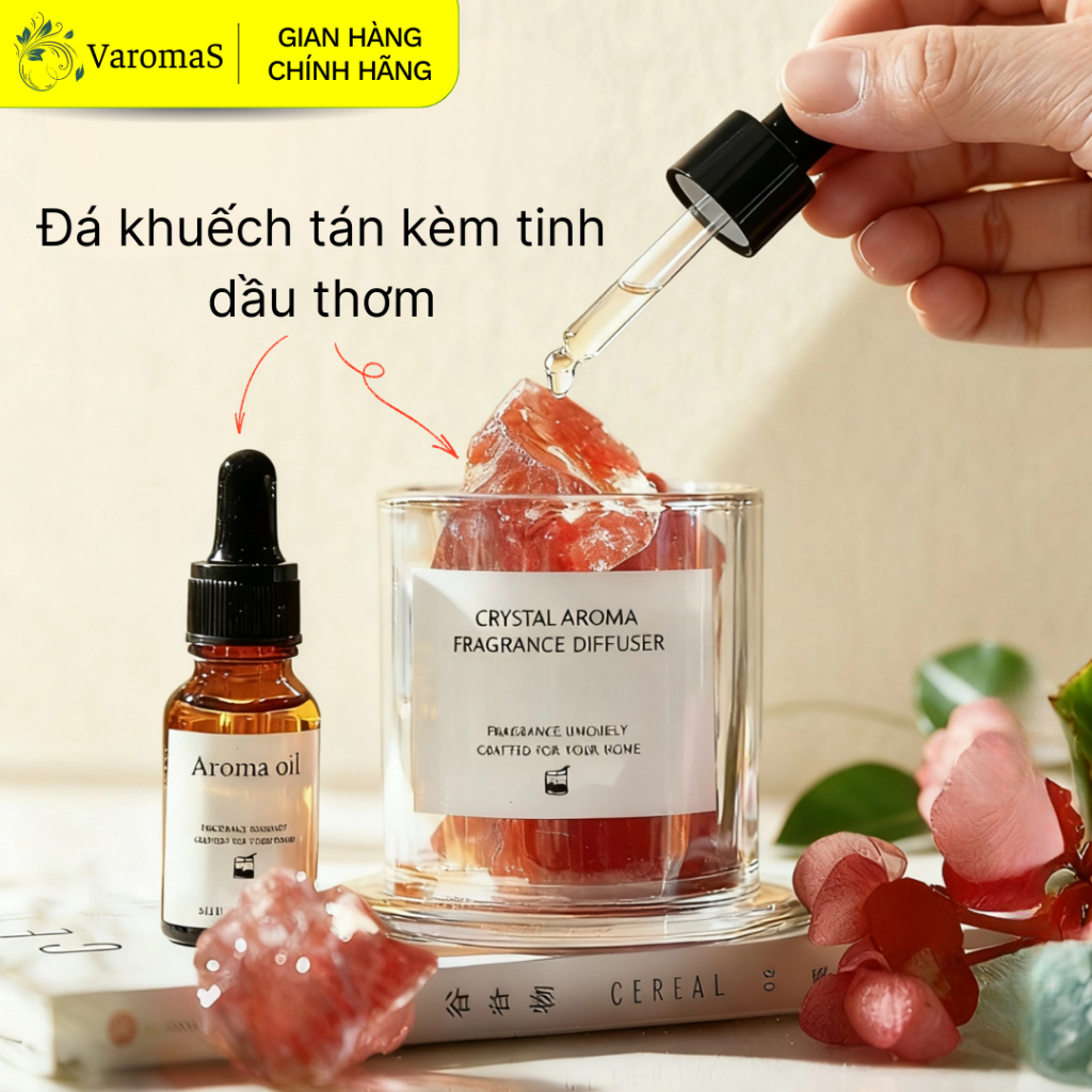 Đá Khuếch Tán Kèm Lọ Tinh Dầu Thiên Nhiên Thanh Tẩy Năng Lượng, Decor Trang Trí Phòng KT69