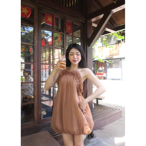 HERBIE - Set váy bí cổ yếm dáng babydoll tiểu thư kèm quần bí (hoa cài) | Amelie Dress 🍂