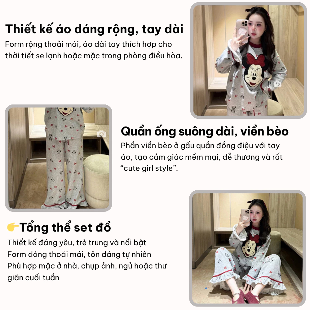 Set đồ nữ, bộ đồ nữ dài tay thu đông họa tiết in chất thun cao cấp siêu xinh JUN HCOM26817