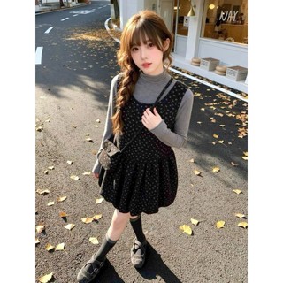 Váy Yếm Dạ Hoa Nhí Dáng Bí 2 Tầng Tặng Túi Mini Phong Cách Vintage Cakecat