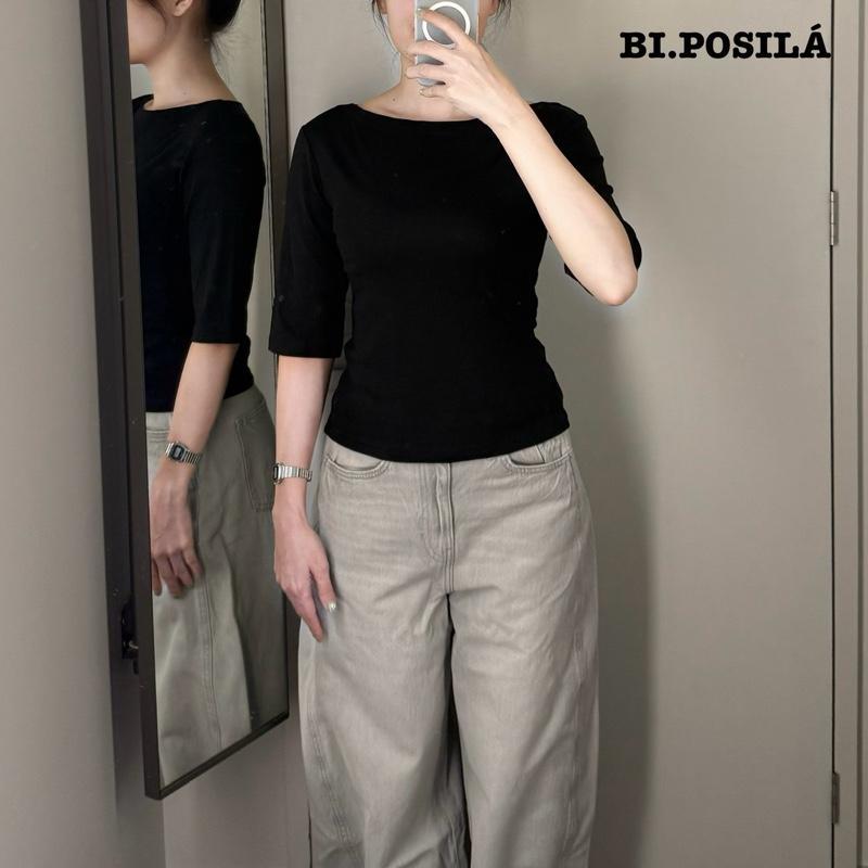 [A23-HÀNG MỚI VỀ] ÁO THUN NỮ CỔ THUYỀN TRƠN BASIC TAY LỠ FORM ÔM VỪA BI.POSILÁ VẢI COTTON BORIP CO GIÃN MỀM MỊN MÁT MẺ