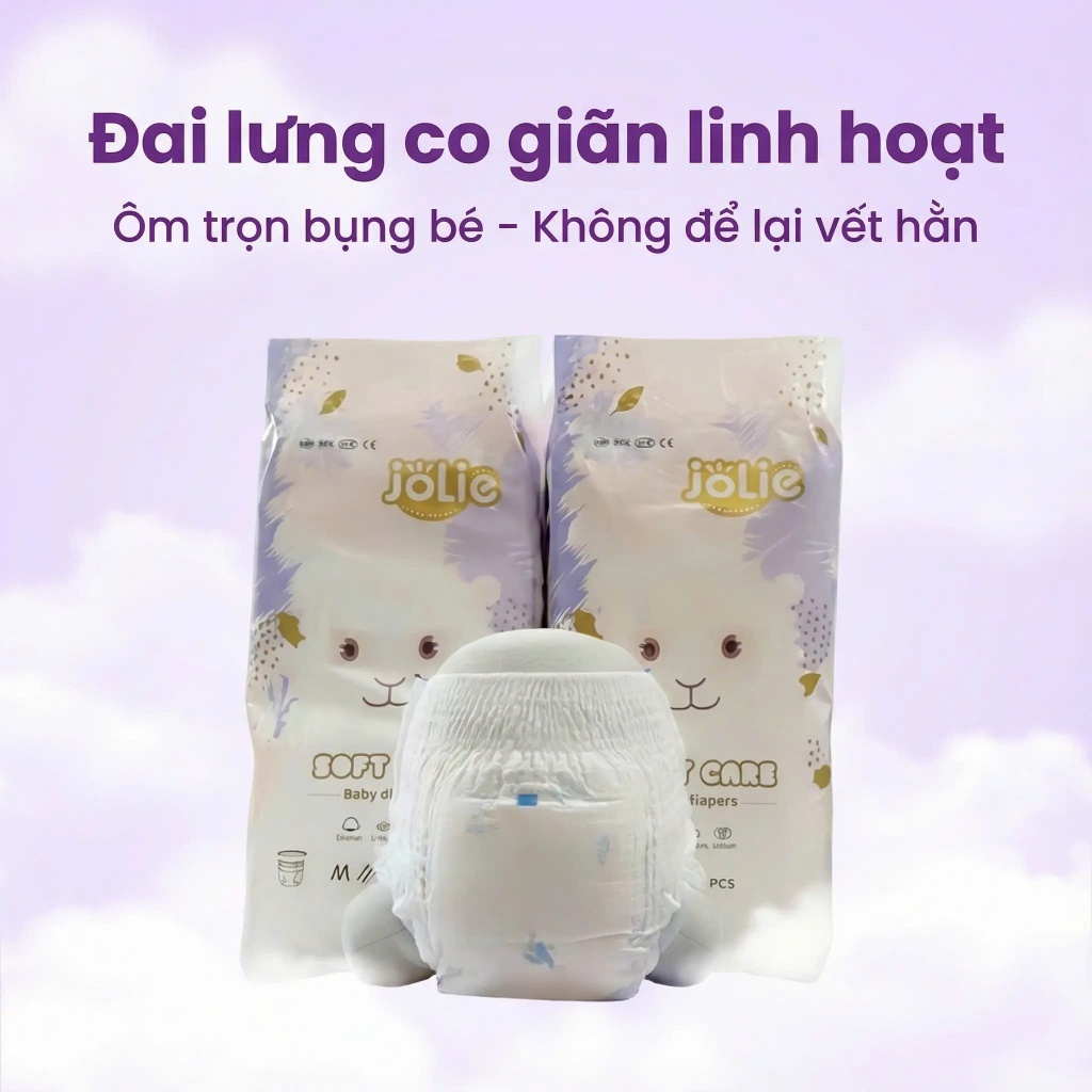 [150 miếng] Jolie Tã bỉm quần trẻ em Size M/L/XL/2XL/3XL/4XL – Co giãn tốt, thấm hút cao, siêu mềm