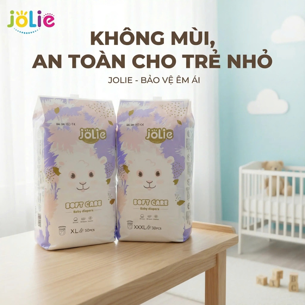 [100 miếng] Jolie Tã bỉm quần trẻ em Size M/L/XL/2XL/3XL/4XL – Co giãn tốt, thấm hút cao, siêu mềm