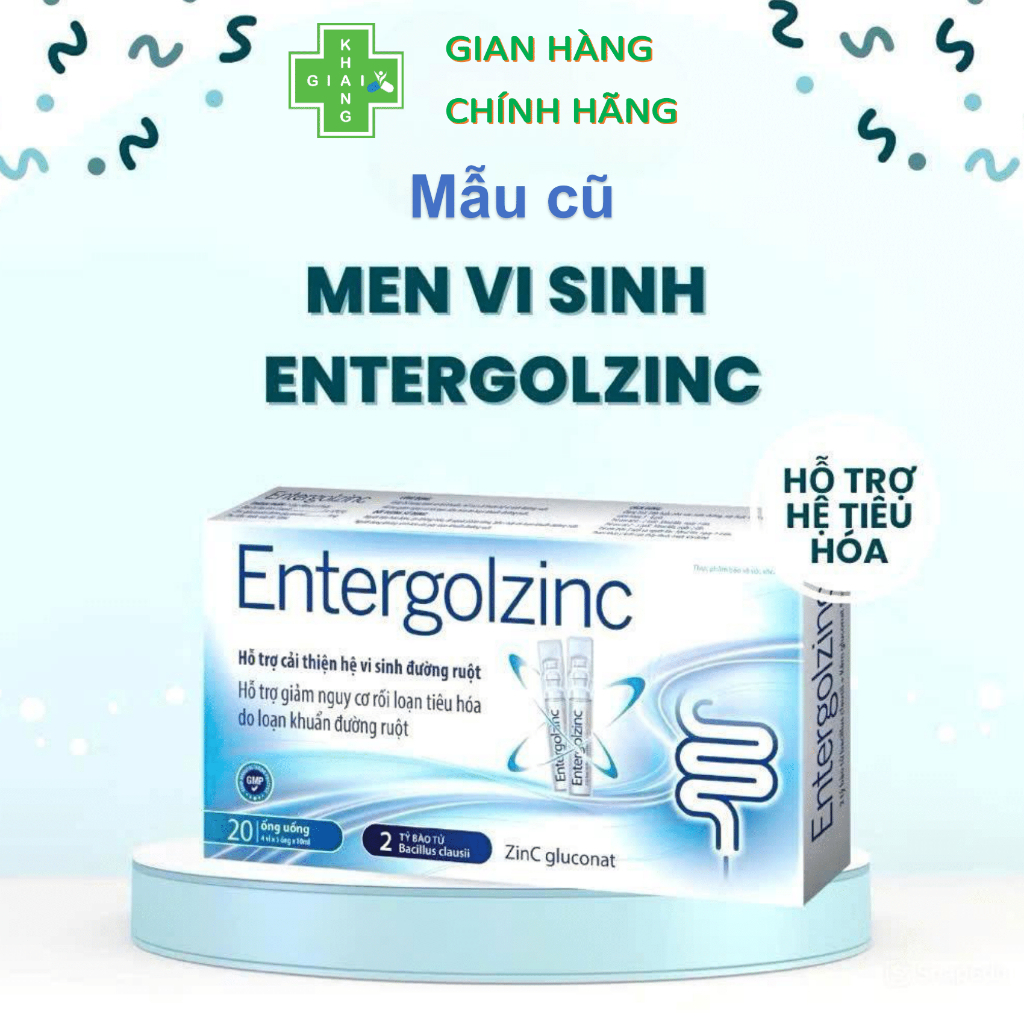 Men vi sinh 2 tỷ bào tử lợi khuẩn kết hợp với Kẽm EntergoldZinc (Hộp 20 ống)