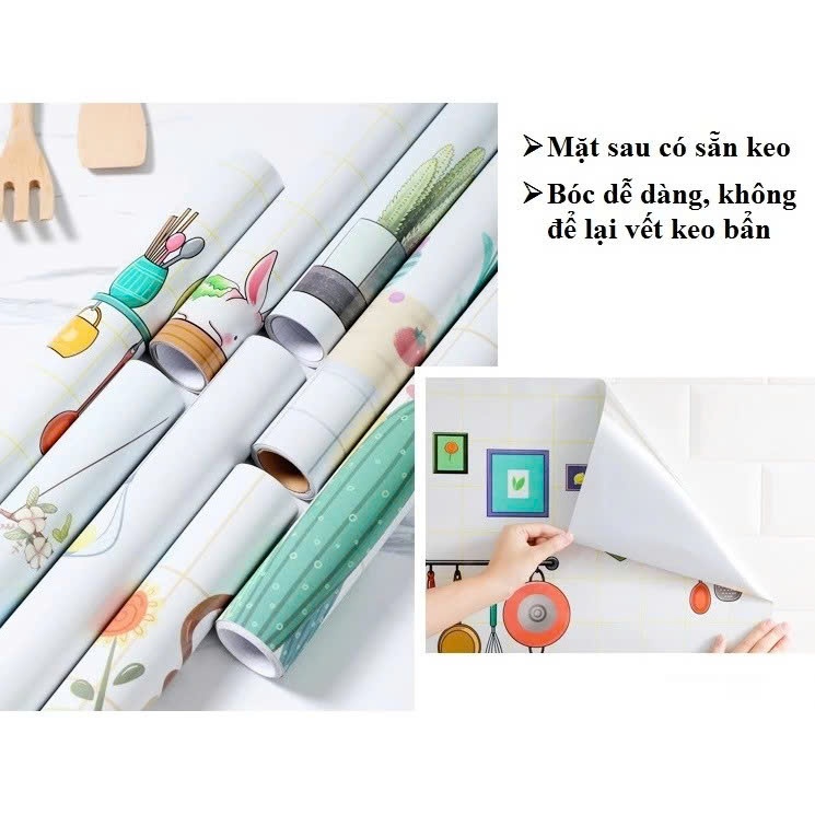 Combo 5 -10 Cuộn Giấy dán bếp tráng nhôm, decal dán bếp cao cấp có sẵn keo, chịu nhiệt cao, dễ lau chùi