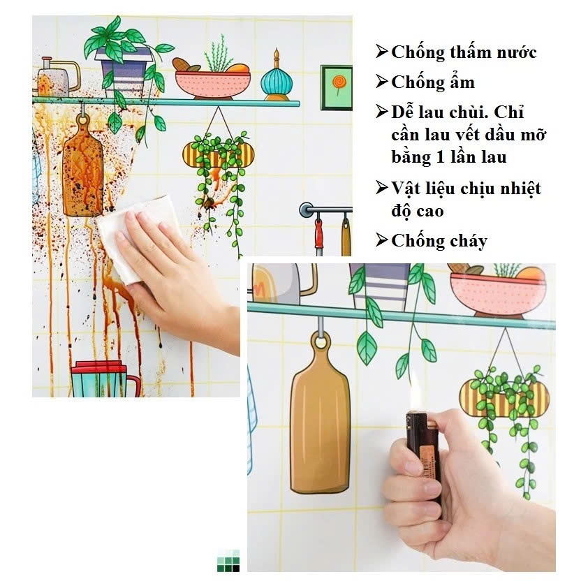 Combo 5 -10 Cuộn Giấy dán bếp tráng nhôm, decal dán bếp cao cấp có sẵn keo, chịu nhiệt cao, dễ lau chùi