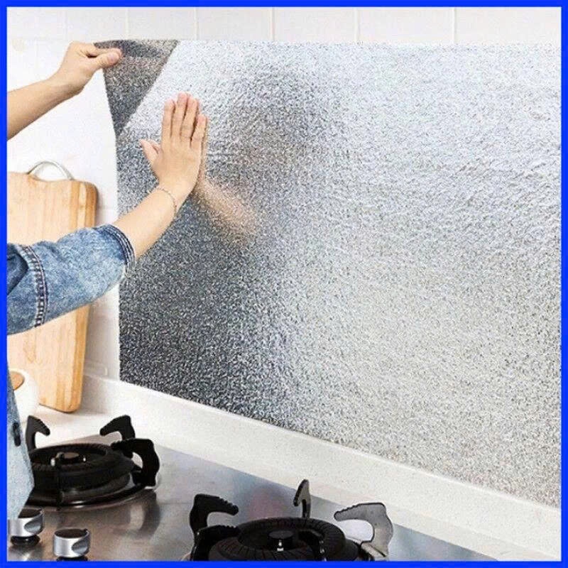 Combo 5 -10 Cuộn Giấy dán bếp tráng nhôm, decal dán bếp cao cấp có sẵn keo, chịu nhiệt cao, dễ lau chùi