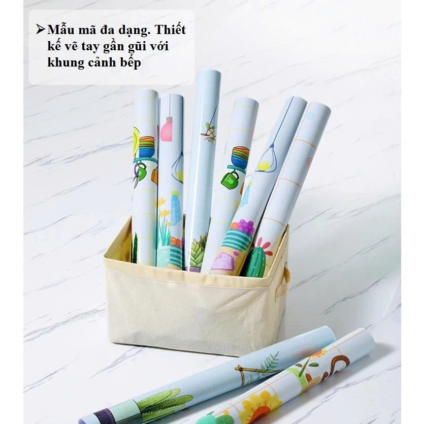 Combo 5 -10 Cuộn Giấy dán bếp tráng nhôm, decal dán bếp cao cấp có sẵn keo, chịu nhiệt cao, dễ lau chùi