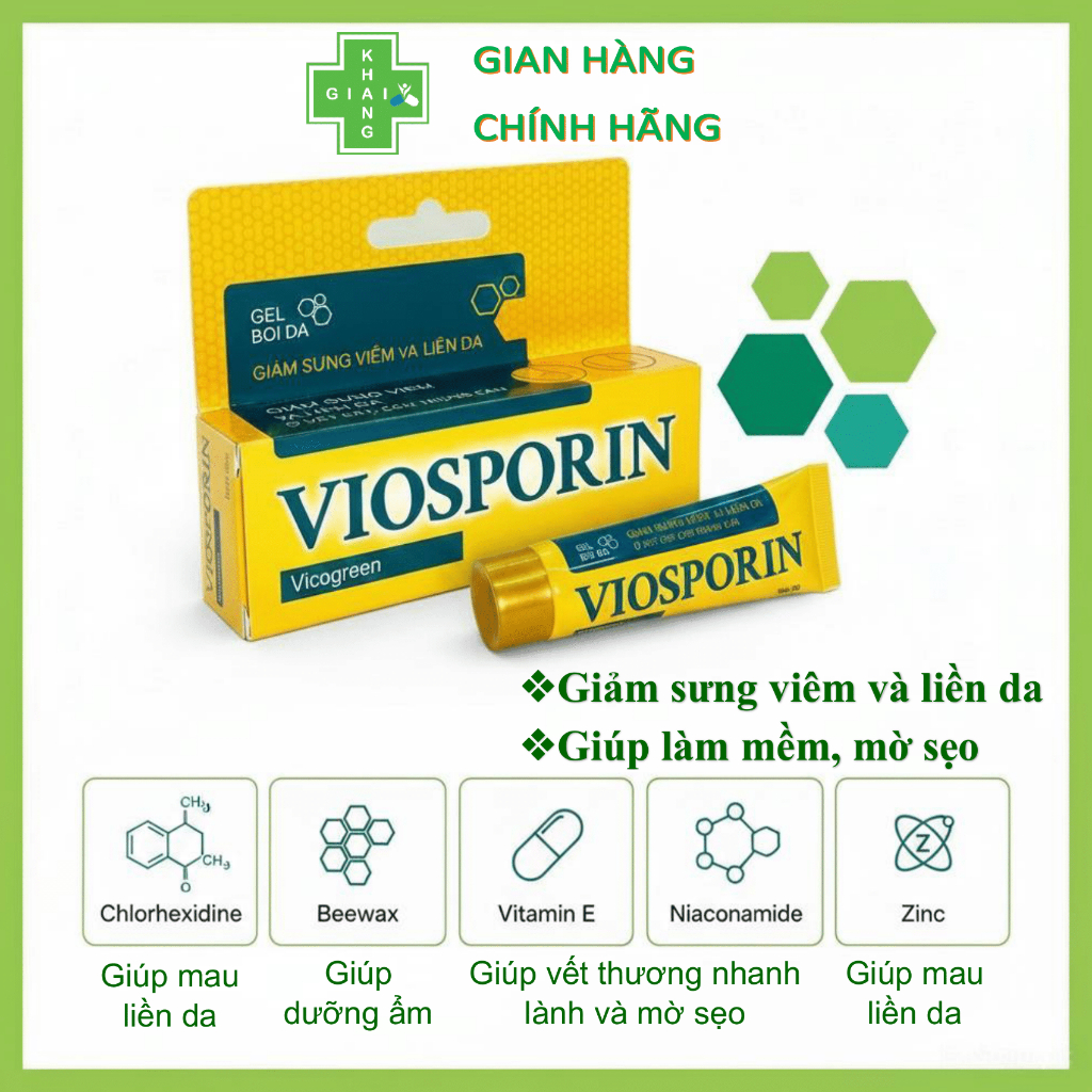Gel bôi da giúp giảm sưng viêm, liền da và mờ sẹo Vio-sporin (Tube 20g)