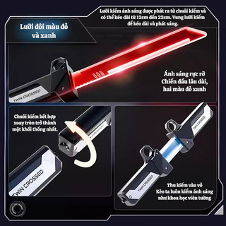 Kiếm Ánh Sáng Đồ Chơi Twin Crossed – Lightsaber Phát Sáng LED, Thu Gọn, Kết Nối Kiếm Đôi Cosplay