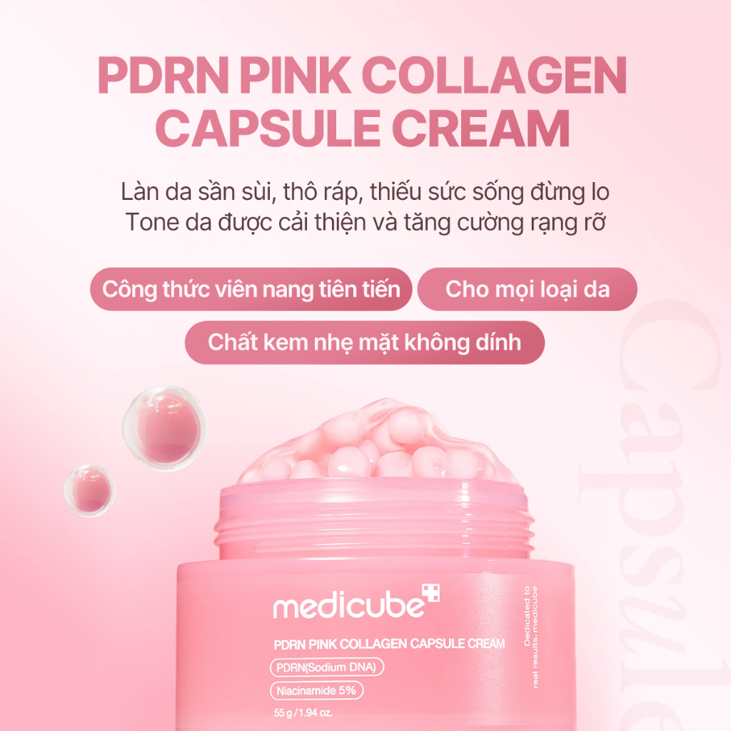 Kem dưỡng dành cho da lão hóa medicube PDRN Pink Collagen Capsule Cream 55g